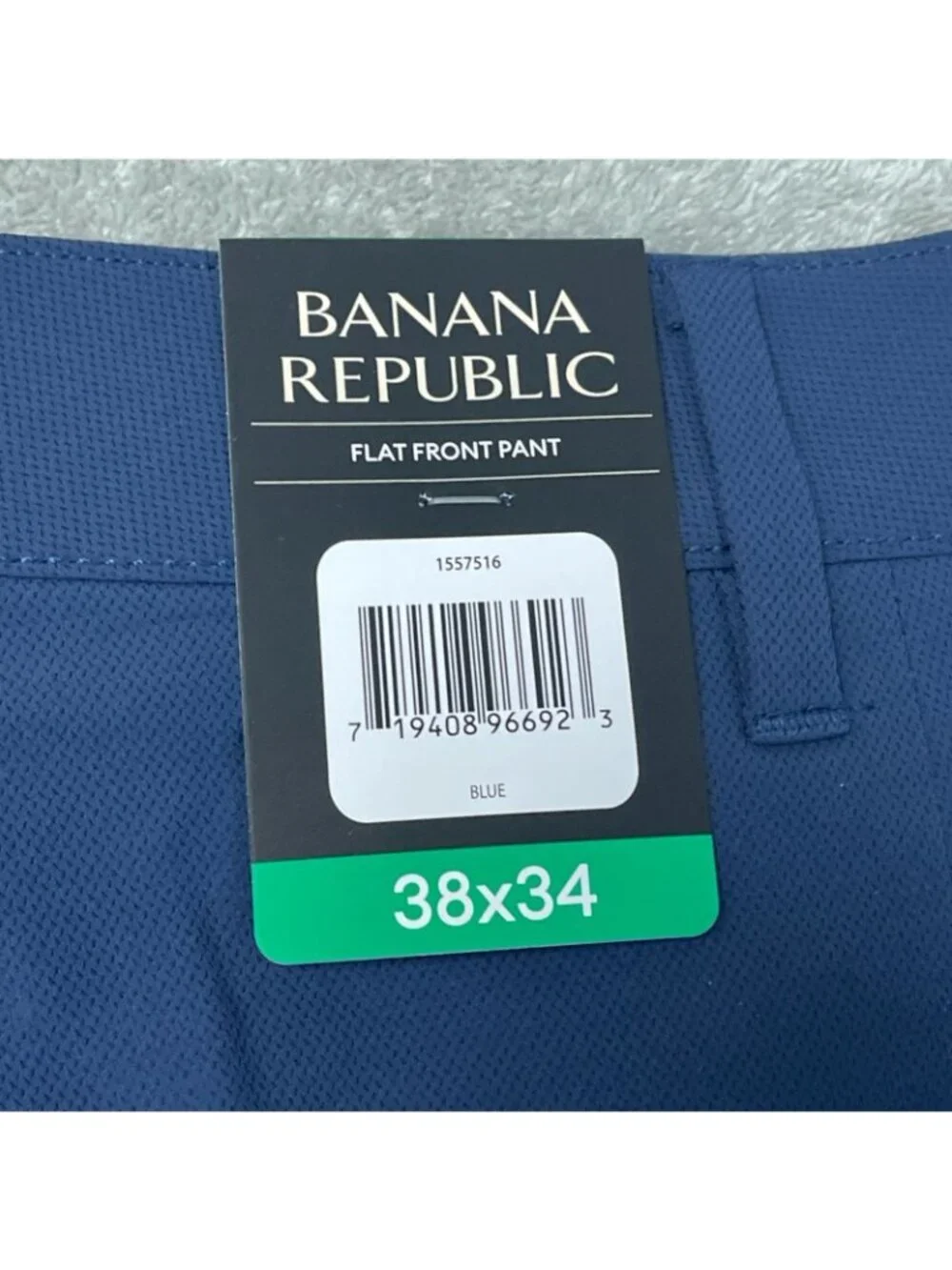 NWT Banana Republic Men's 38x34 Flat Front Stretch Tech Pants Blue Slim G2175